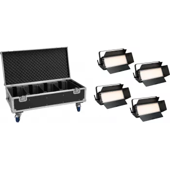 EUROLITE Set 4x LED PLL-576 CW/WW Panel + Case with Wheels DMX 576 LEDs 3000-6000K