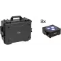 EUROLITE Set 8x AKKU Flat Light 3 black + Plastic Case with Trolley RGBW LED QuickDMX
