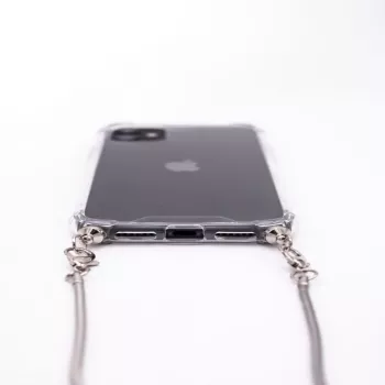 Evelatus Apple iPhone 11 Pro Silicone Transparent with Necklace TPU Strap Silver