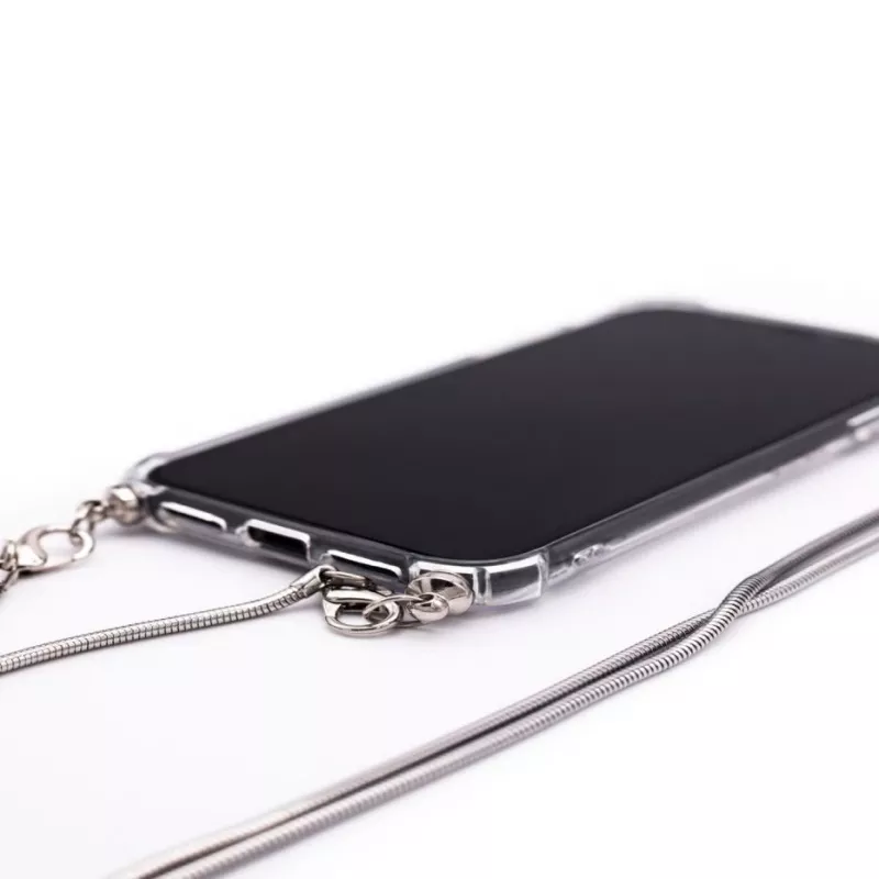 Evelatus Apple iPhone 11 Pro Silicone Transparent with Necklace TPU Strap Silver