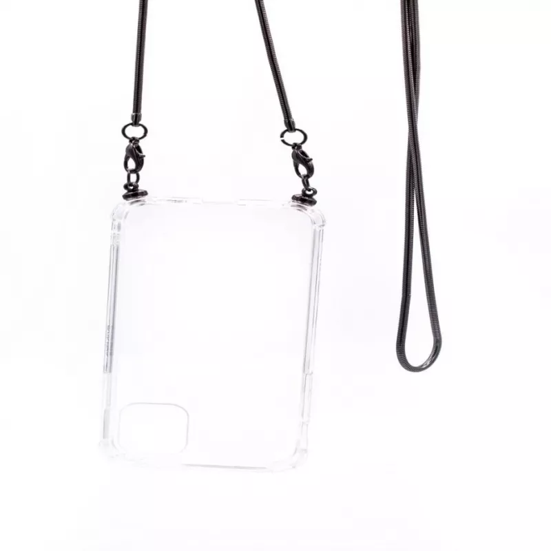 Evelatus Apple iPhone 11 Pro Silicone Transparent with Necklace TPU Strap Space Gray