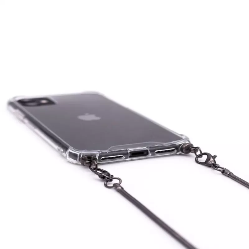 Evelatus Apple iPhone 11 Pro Silicone Transparent with Necklace TPU Strap Space Gray