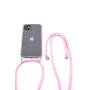 Evelatus Apple iPhone 11 Silicone Transparent Case with Necklace TPU Strap Transparent Pink