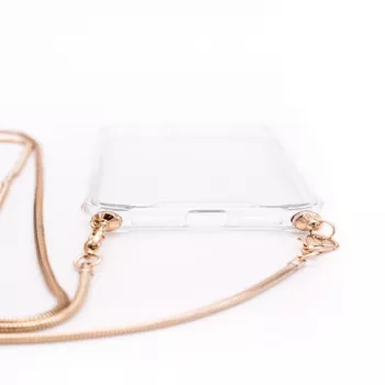 Evelatus Apple iPhone 11 Silicone Transparent with Necklace TPU Strap Gold