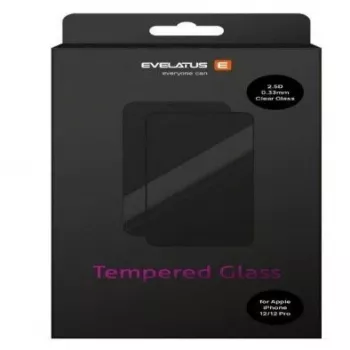 Evelatus Apple iPhone 12/12 Pro 0.33 Flat Clear Tempered Glass Screen Protector with Japan Glue Anti-Static