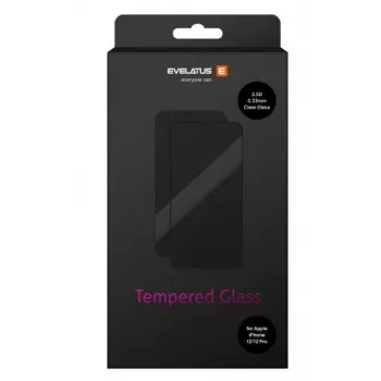 Evelatus Apple iPhone 12/12 Pro 0.33 Flat Clear Tempered Glass Screen Protector with Japan Glue Anti-Static