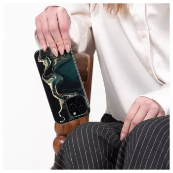 Evelatus Apple iPhone 15 Pro PC Case Custom Print Marble Dark Green