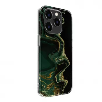 Evelatus Apple iPhone 15 Pro PC Case Custom Print Marble Dark Green