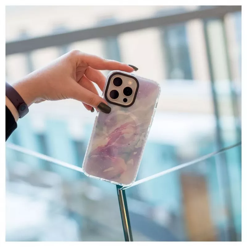 Evelatus Apple iPhone 15 Pro PC+TPU Case with MagSafe - Marble Purple