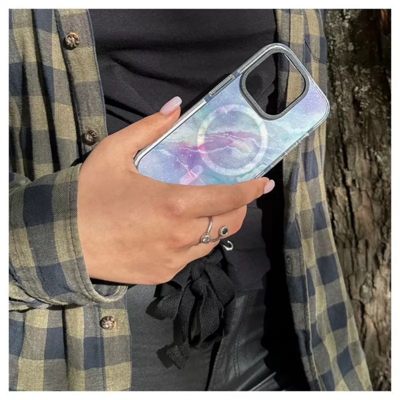 Evelatus Apple iPhone 15 Pro PC+TPU Case with MagSafe - Marble Purple