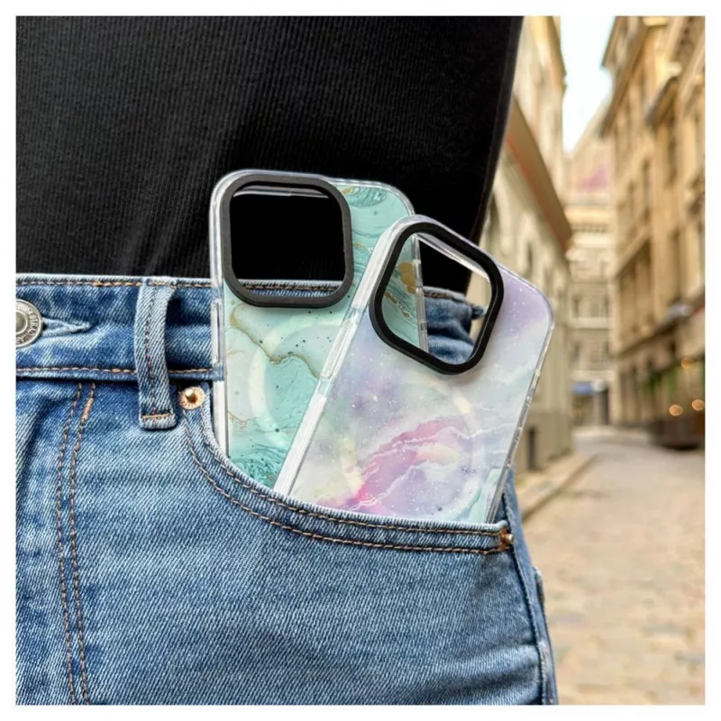 Evelatus Apple iPhone 15 Pro PC+TPU Case with MagSafe - Marble Purple