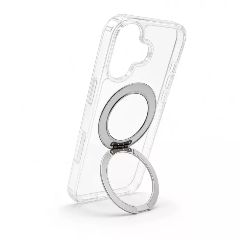 Evelatus Apple iPhone 17 Hybrid Case with MagSafe PC+TPU 360 Metal Stand Transparent