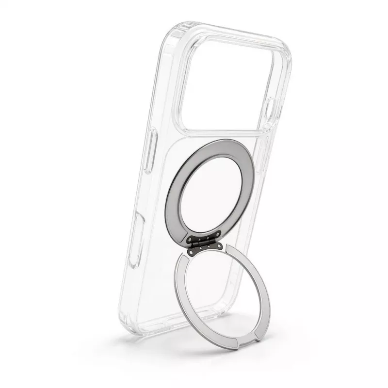 Evelatus Apple iPhone 17 Pro Hybrid Case with MagSafe PC+TPU 360° Metal Stand Transparent