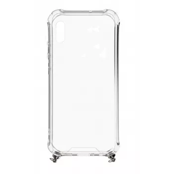 Evelatus Apple iPhone X/XS Silicone Transparent Case with Necklace TPU Strap Silver