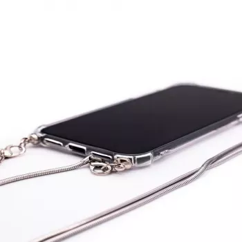 Evelatus Apple iPhone XR Silicone Transparent with Necklace TPU Strap Silver