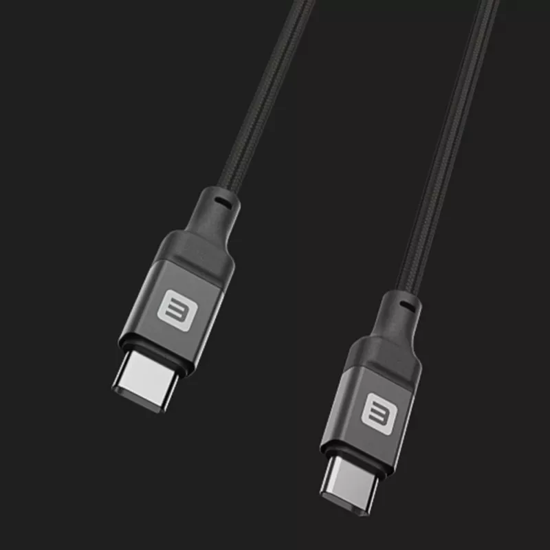 Evelatus Coiled USB-C to USB-C Cable 1.2M 60W PD Braided Black