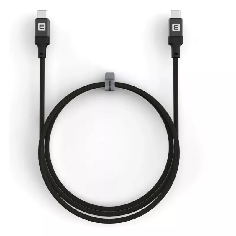 Evelatus Coiled USB-C to USB-C Cable 1.2M 60W PD Braided Black