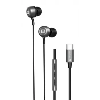 Evelatus Crystal Clear Audio In-Ear Headphones with USB-C and Microphone, Black