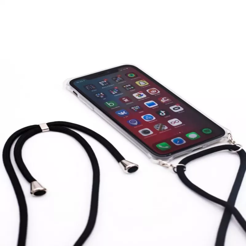 Evelatus Samsung Galaxy A10s Case with Rope Strap, Black Transparent
