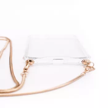 Evelatus Samsung Galaxy A20e Silicone Transparent with Necklace TPU Strap Gold