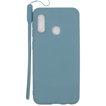 Evelatus Samsung Galaxy A20e Soft Touch Silicone Case with Strap Blue