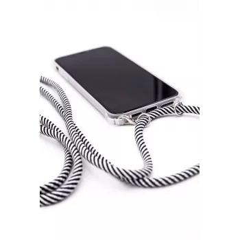 Evelatus Samsung Galaxy A40 Case with Rope Black Stripes Transparent