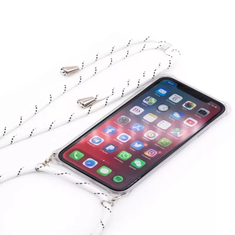 Evelatus Samsung Galaxy A40 Case with Rope White Stripes Transparent