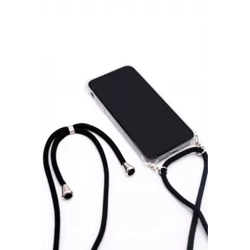 Evelatus Samsung Galaxy A40s Case with Rope Black Transparent