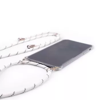 Evelatus Samsung Galaxy A50s Case with Rope White Stripes Transparent