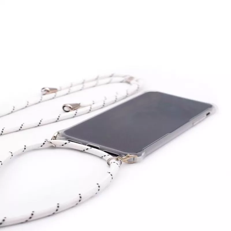 Evelatus Samsung Galaxy A50s Case with Rope White Stripes Transparent