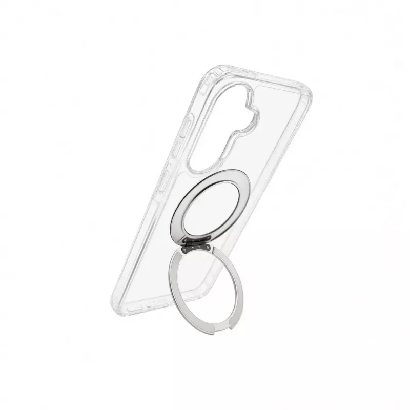 Evelatus Samsung Galaxy A57 Hybrid Case with MagSafe PC+TPU 360 Metal Stand Transparent