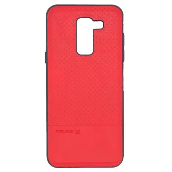 Evelatus Samsung Galaxy A6 Plus 2018 TPU Case with Metal Plate for Magnetic Car Holder Red