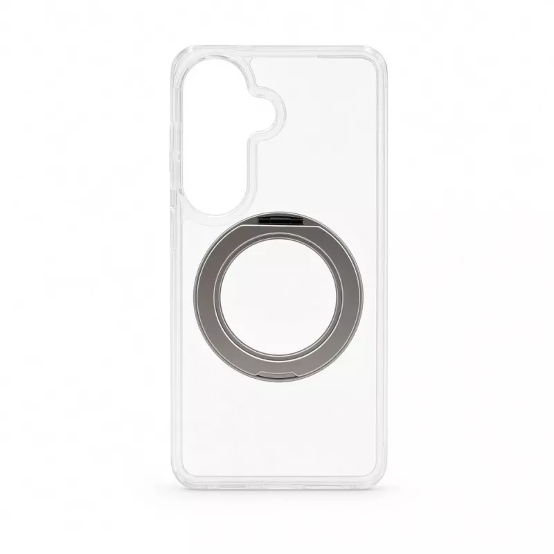 Evelatus Samsung Galaxy S26 Hybrid Case with MagSafe PC+TPU 360 Metal Stand Transparent