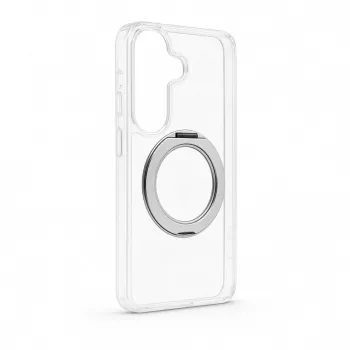 Evelatus Samsung Galaxy S26 Hybrid Case with MagSafe PC+TPU 360 Metal Stand Transparent
