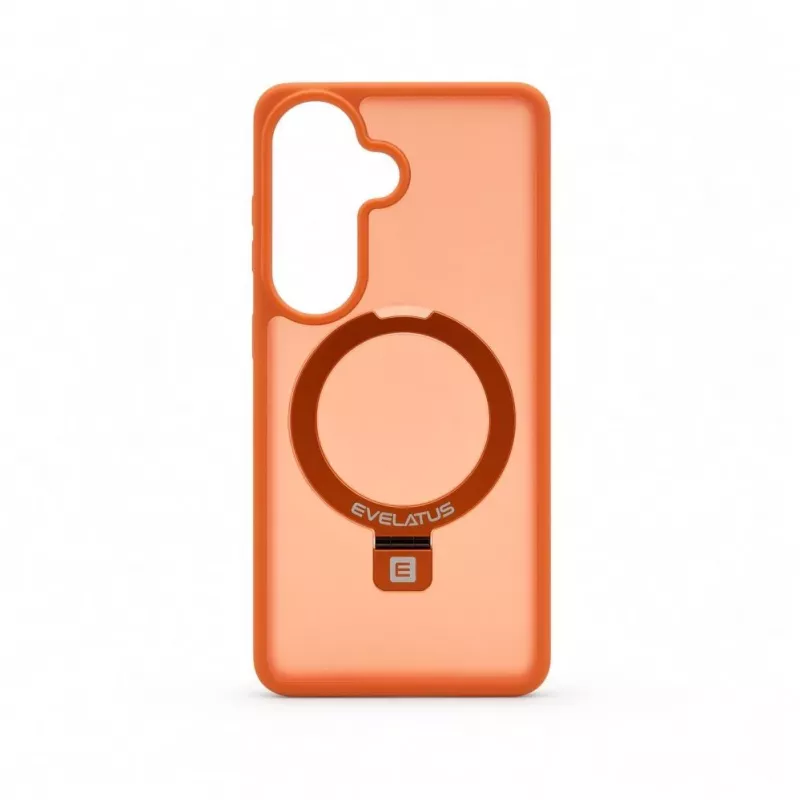 Evelatus Samsung Galaxy S26 Shield Case with MagSafe & Stand Matte Ring Orange
