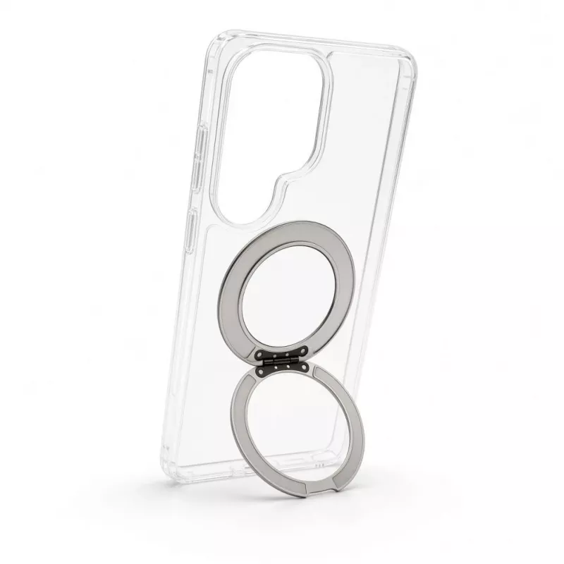 Evelatus Samsung Galaxy S26 Ultra Hybrid Case with MagSafe PC+TPU 360 Metal Stand Transparent