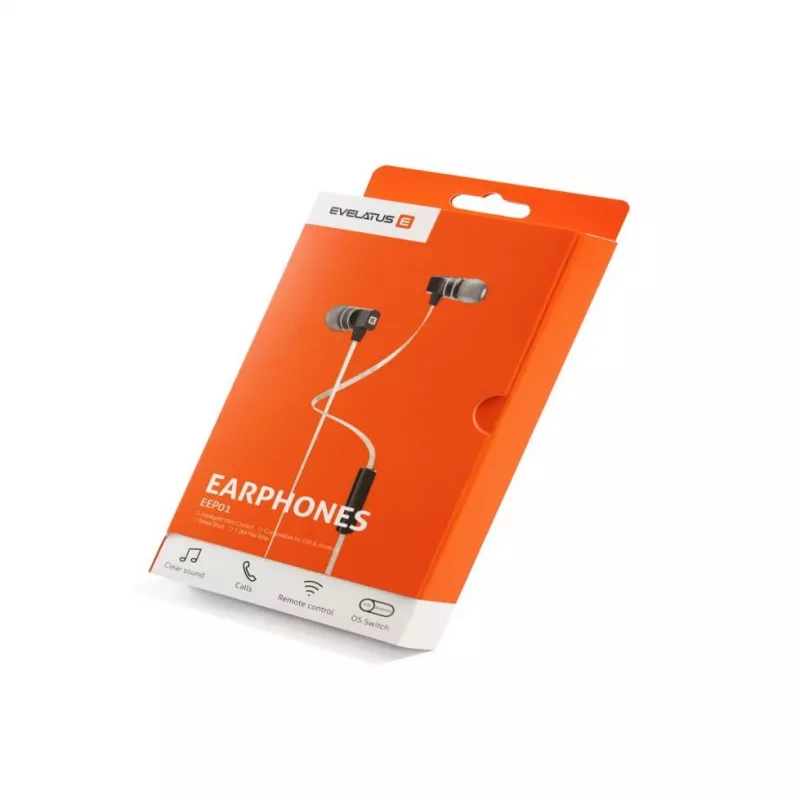 Evelatus EEP01 Universal Hands-Free In-Ear Headset with Mic, 3.5mm Jack, White