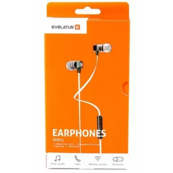Evelatus EEP01 Universal Hands-Free In-Ear Headset with Mic, 3.5mm Jack, White