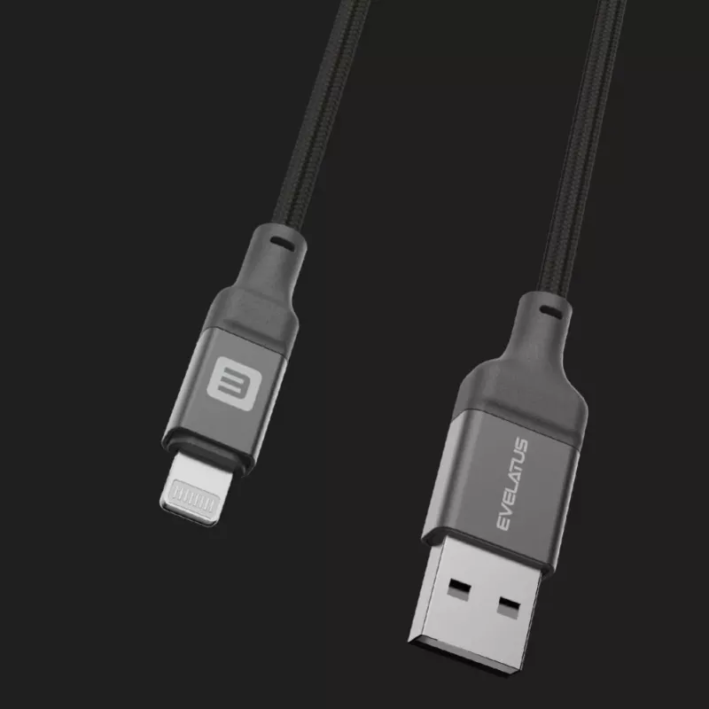 Evelatus USB-A to Lightning Cable 1.2m (MFi11CL) Aluminum Housing Braided Black