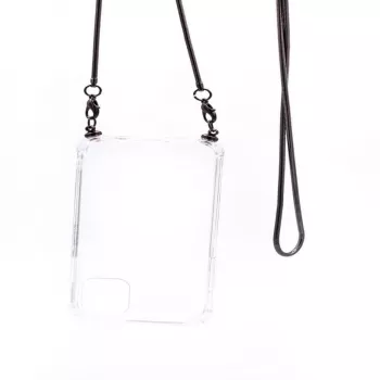 Evelatus Xiaomi Redmi Note 8 Pro Silicone Transparent Back Cover with TPU Necklace Strap Space Gray