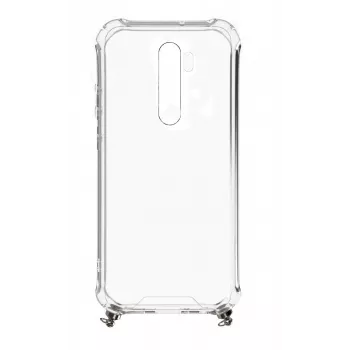 Evelatus Xiaomi Redmi Note 8 Pro Silicone Transparent Case with Necklace TPU Strap Silver