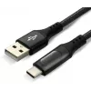 everActive CBB-1CBL USB-A to USB-C Braided Cable with LCD Power Display, 1m, 3A, Black