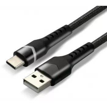 everActive CBB-1CBR USB-A to USB-C RGB LED Braided Cable 1m 3A Black