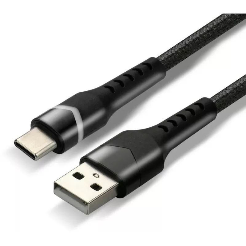 everActive CBB-1CBR USB-A to USB-C RGB LED Braided Cable 1m 3A Black