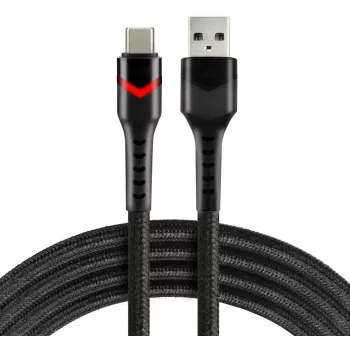 everActive CBB-1CBR USB-A to USB-C RGB LED Braided Cable 1m 3A Black