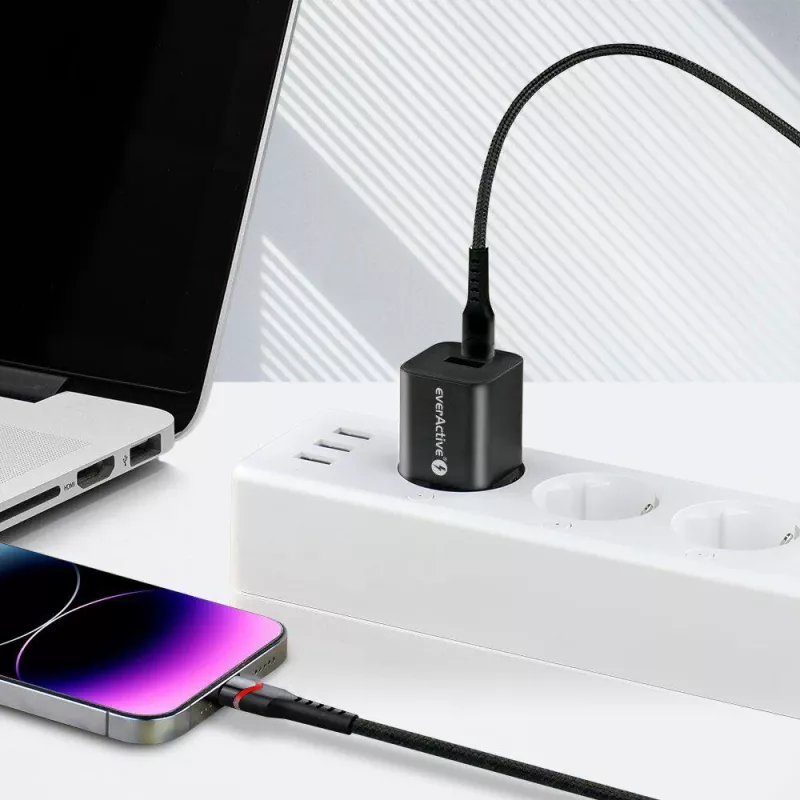 everActive CBB-1CIR USB-C to Lightning RGB LED Cable 1m 27W PD Black