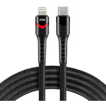 everActive CBB-1CIR USB-C to Lightning RGB LED Cable 1m 27W PD Black