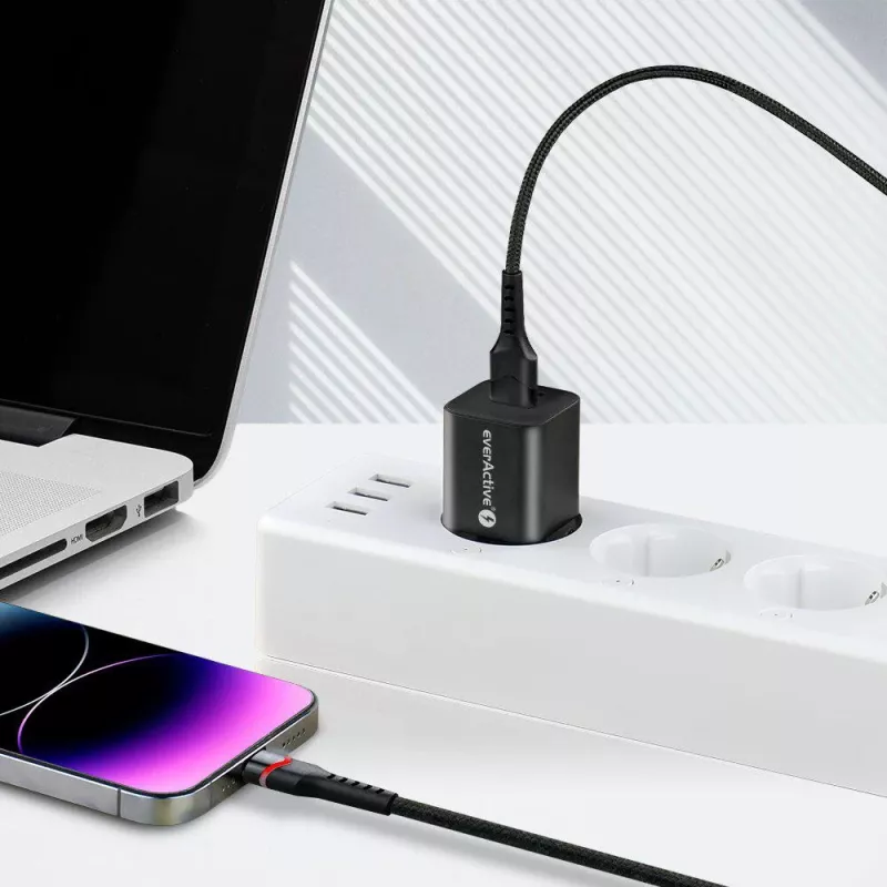 everActive CBB-1IBR USB-A to Lightning RGB LED Braided Cable 1m 2.4A Black