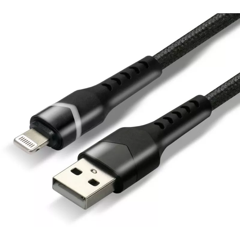 everActive CBB-1IBR USB-A to Lightning RGB LED Braided Cable 1m 2.4A Black