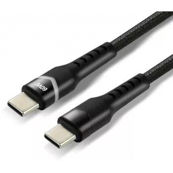 everActive CBB-1PDR USB-C to USB-C RGB LED Braided Cable 100cm 3A 60W